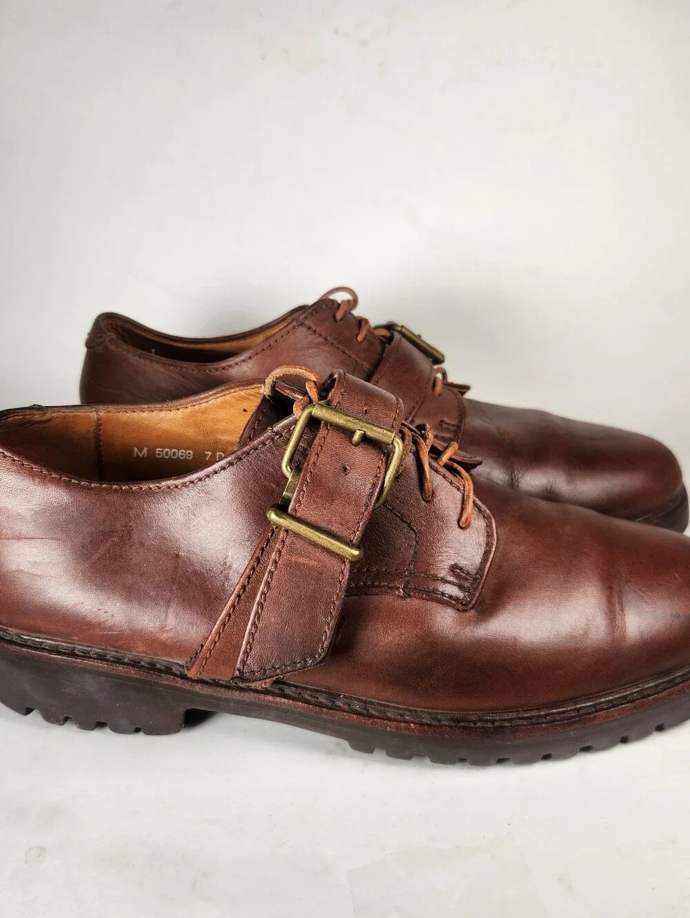 RALPH LAUREN Country Men's Shoe Size 7 D Monk Strap Lace Up Leather Vintage